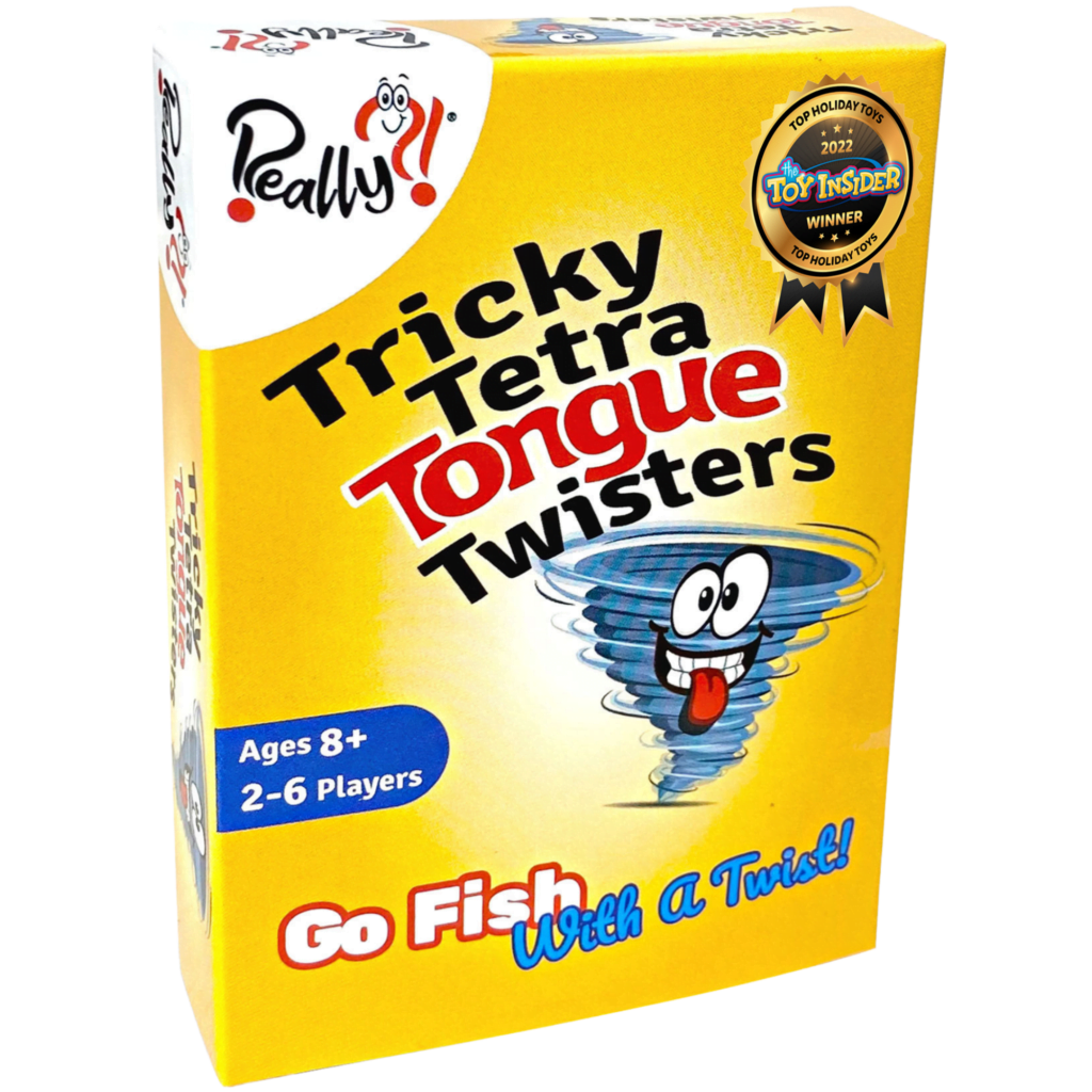 Tricky Tetra Tongue Twisters Card Game Main Image educational card games for kids and adults